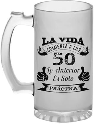Taza de desayuno regalo original para 50 cumpleaños - regalos para hombres 50 años - regalos 50 cumpleaños mujer (Jarra de Cerveza 50a Español)