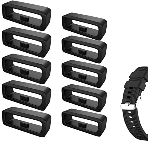 GHEART Cinturino di ricambio in silicone per orologio, in silicone, chiusura di ricambio per orologio, per sostituzione del cinturino dello smartwatch, confezione da 10, colore: nero