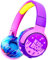 Move2Play Kidz Bop Bluetooth Headphones for Kids | Hi-Def Microphone & Speakers | 94dB Volume Limiting | Wireless | Adjustable | School Use | Gift 3 4 5 6 7 8+ Year Old Girls Boys (Pink/Purple)