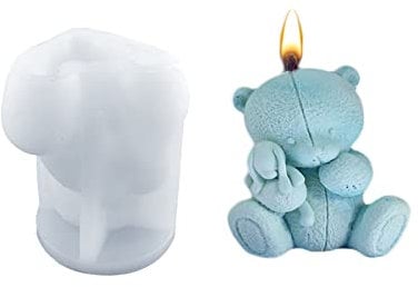 Xidmold 3D Bear Silicone Mould Candle Soap Mould Teddy Bear Silicone Mold for Fondant, Chocolate, Cake Decor, Candle, Soap, Polymer Clay, Plaster Ornament, Resin Art