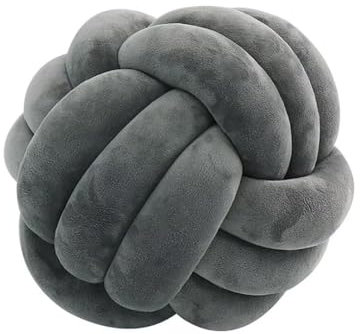 knotenkissen, Kissen Knoten, Knot Kopfkissen, Kissen Rund, Decorative Cushion, Zierkissen Knoten für Sofa, Bett, Wohnzimmer, dunkelgrau, 27cm