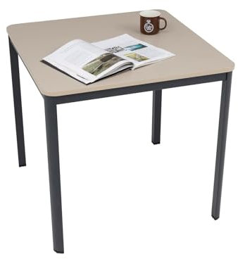 furni24 Schreibtisch D-Profil Nova 80x80x75cm, Sandfarbe, Einfache Montage, Arbeitstisch, Bürotisch, Küchentisch, Esstisch, Druckertisch Büro-Möbel Computertisch Gaming-Tisch Mehrzwecktisch