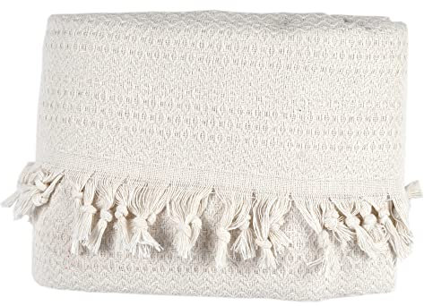 Tuiste Doppelte Tagesdecke Weiß, Baumwolle, Couchüberwurf, Sofadecke, kuschelige TV-Decke, Couchdecke, Sesseldecke, Wendedecke, Bettüberwurf, Couch Überzug, Sommerdecke, Picknickdecke, 200x230 cm
