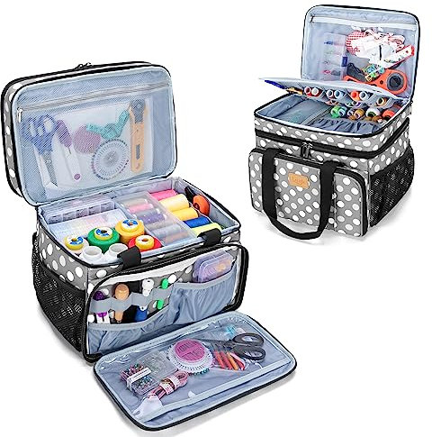 Luxja Grand Sac Organisateur de Couture, Boite a Couture avec Poches Varisées pour Fournitures de Couture et Artisanat (Sac Seulement), Violet