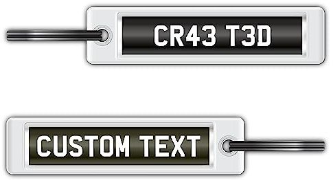 Personalised Classic Car Registration Number Plate Keyring Any Name or Text