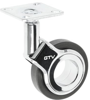 GTV - Möbelrollen GIRA | Lenkrollen | Rollen für Möbel | ohne Bremse | Durchmesser 60 mm | aus Kunststoff und Stahl | Schwarz + chrom
