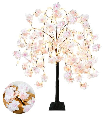 Árbol de cerezo en flor de 4 pies con luces
