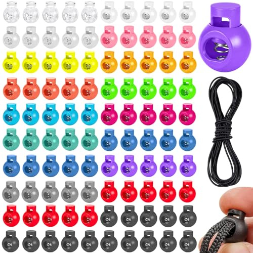 Sinofort 100Pcs 8mm Toggles for Drawstrings, 18 Colors
