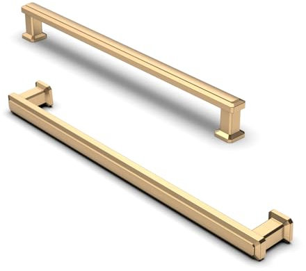 Furniware 10 Pack Champagne Bronze Cabinet Handles, Drawer Pulls 192mm(7.6 Inch) Hole Center, Hardware Modern Kitchen Cabinet Door Handles, Gold Brass for Kitchen, Bathroom, Wardrobe Cabinets Cupboard