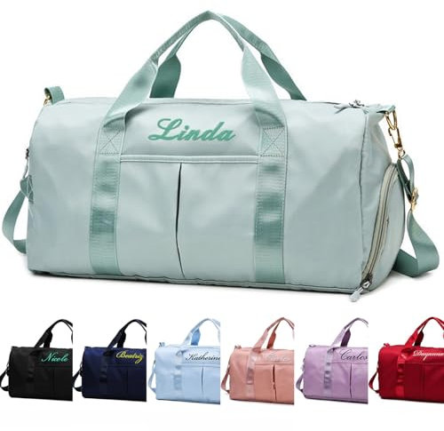 Sac de Sport Personnalisé avec Logo, Texte ou Nom Brodé - Voyage, Danse, Week-End, Yoga pour Femmes et Filles