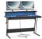 VASAGLE Schreibtisch, Gaming Tisch mit eingebauter Steckdosenleiste, Computertisch, mit Monitorständer für 2 Monitore, Schlafzimmer, 120 x 60 x 76 cm, rußschwarz LWD192B02