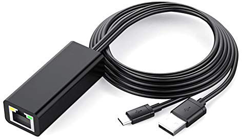 veorly Ethernet Adapter with Power Cable for (2Nd Gen), 4K Stick,TV Square, Micro-USB to RJ45 Wired LAN Adapter,Black