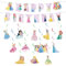 Prinzessin Deko Geburtstag Mädchen Prinzessinnen Bunting Girlande Hängende Deko Prinzessin Geburtstagsdeko Happy Birthday Banner Partyzubehör für Kindergeburtstag Princess Thema Party Supplies Deko