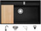 Fregadero Granito Negro Metallic 88x53cm, Fregadero Cocina 1 Seno + Sifón + Grifo + Accesorios, Fregadero sobre encimera al mueble 90cm - Oslo Pocket de Primagran