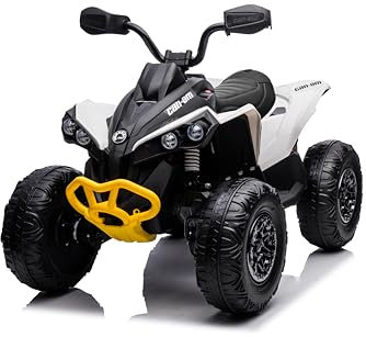 FINOOS Kinder-Elektroquad 24V, Can-am Renegade Kinder-Elektroauto 24V, LED-Leuchten, 24V, 4 x 200W-Motoren, Batterie: 24V 7Ah, weiche Eva-Räder (Weiß)