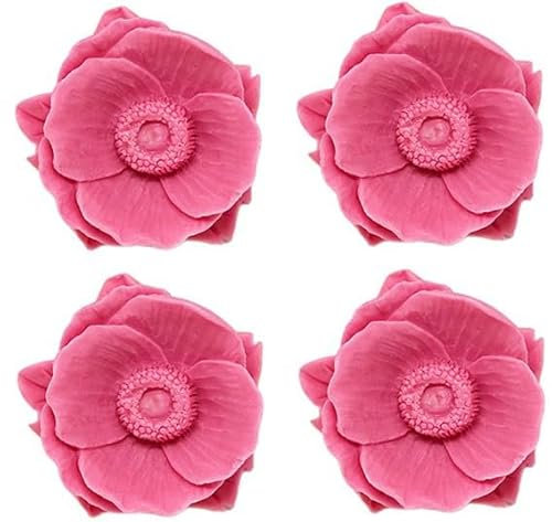 Moule à savon en silicone avec 4 coquelicots orientaux | résistant et flexible, idéal pour les travaux manuels de savons, facile à utiliser et à nettoyer.