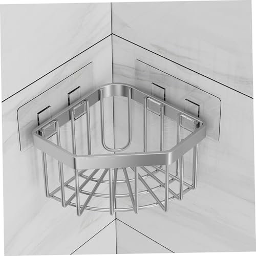 Pastoralist Lavello porta spugna caddy, ripiano d'angolo con doccia in acciaio a carbone da 5,3 pollici con ganci adesivi, salva lo spazio angolare lavello caddy per cucina del bagno