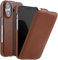 STILGUT UltraSlim passend für iPhone 16 Hülle - iPhone 16 Flip Case kompatibel mit MagSafe aus Leder, Klapphülle, Handyhülle, Lederhülle - Cognac