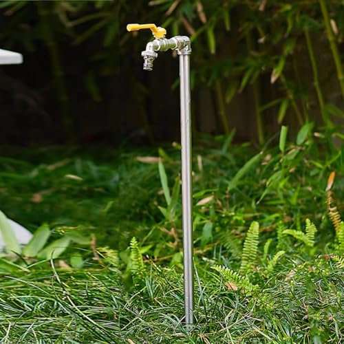 DYUNCZ Fontana da Giardino Esterno in Acciaio Inossidabil 304, Fontana a Colonna da Giardino Esterno con Rubinetto in Ottone, Colonna D'acqua da Giardino Antigelo, Cotone Antigelo(Yellow,80cm)