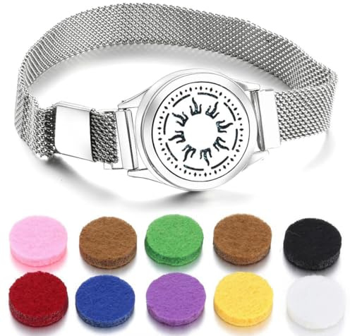 QIANGYTHENKO 28 mm Aroma-Armband, Edelstahl, Diffusor, Uhrenarmband, Aroma-Armreifen, Edelstahl, Zirkonia