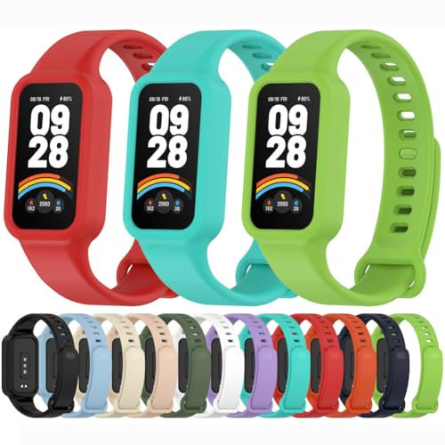Tyogeephy Cinturino Compatibile con Xiaomi Smart band 9 active braccialetti sportivi in silicone morbido sostitutivo, bracciale da polso per Redmi Band 3
