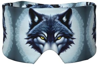 Cache-oreilles et yeux avec motif tête de loup pour méditation et voyage, respirant, réglable et couverture complète