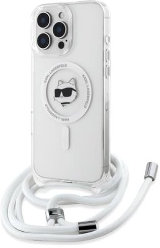 CG MOBILE Karl Lagerfeld KLHMP16LHCCHNT Hülle für iPhone 16 Pro 6.3 Zoll transparent Lizenzproduk IML Choupette Head & Cord kompatibel mit MagSafe