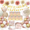 Deko 20 Geburtstag Mädchen,WINAROI 20. Geburtstag Deko Rose Gold mit Windlicht Tischdeko, Happy Birthday Banner, Servietten, Pompons