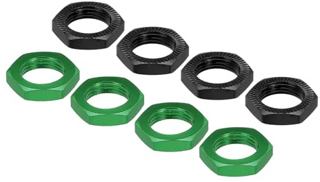 QUARKZMAN Aluminium 17mm RC Radmutter Gewinde M12x1,0mm Sechskant Radmuttern RC Radmutter für 1/8 RC Modellauto Lkw Geländewagen Aufgerüstete Teile Packung mit 8 (Grün & Schwarz)