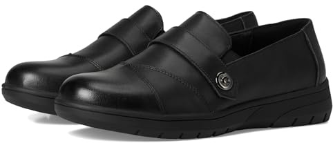 Spring Step Women's IVORIE Leather Slip-On Shoes – Comfortable Work & Everyday Flats with Arch Support, Removable Insole & Lightweight Sole–Flexible Fit w/Decorative Button BLACK EU 38 / US 7.5-8