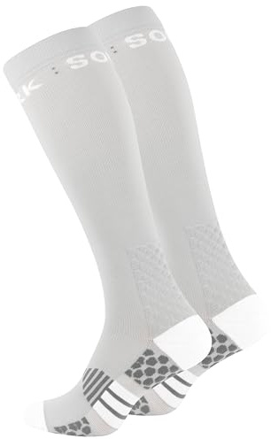 STARK SOUL COMPRESSoxx – Unisex Kompressions-Sportsocken für Laufen, Fitness & Reisen - Hellgrau, GR. 43-46