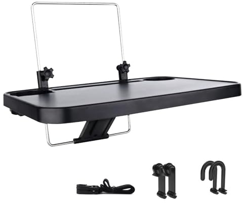 yakermur Multifuktionale Auto Tisch Lenkrad | Schreibtisch Tablett Laptop Halterung Tray Tisch, Haken Auf Für Laptop, Doppelseitige LKW Reise Lap Passt