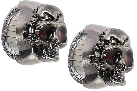Homoyoyo 2stücke Totenkopf-fingeruhr Retro Finger Uhr Mit Klappdeckel Für Und Frauen Aus Hochwertigem Material