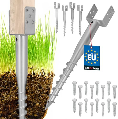 KOTARBAU® Soporte para Poste U, Anclaje de Tierra Atornillable 120x720 mm