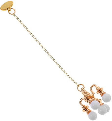 INOOMP Miniatur Deckenlampe Für Puppenhaus Elegante Goldene Hängende Lampe Mit Weißem Ball Für Kreative DIY-Dekorationen Zubehör Für Miniaturmöbel Und Szenen