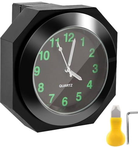 Editbar Motorraduhr, Motorraduhr für Lenker – IPX7 Wasserdichte, Digitaluhr Lenkeruhr aus Aluminiumlegierung, Lenkeruhr für Motorrad, E-Bike, Mountainbike, Fahrrad,Quarzuhr Uhr Nachtleuchtend(Schwarz)