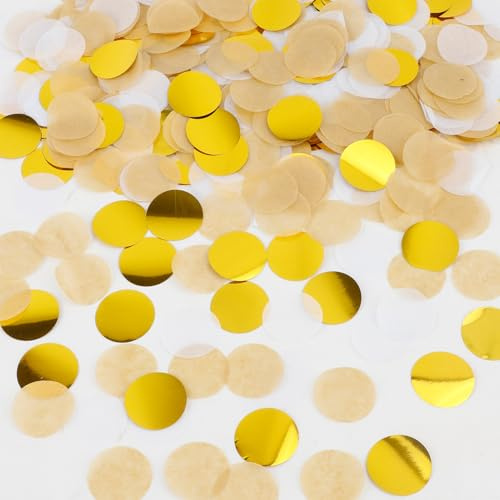 50g Konfetti für Geburtstag & Hochzeit – 5000 Stück Großes Glitzer Papier Konfetti 2,5cm für Streudeko, Tischdeko für Karneval, Partys & Festdekor,Gold Braun