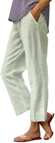 AMDOLE Damen-Hose, gestreiftes Design, lockere Tasche, Freizeithose, Kleid, Hose für Damen, Business, Freizeit, groß