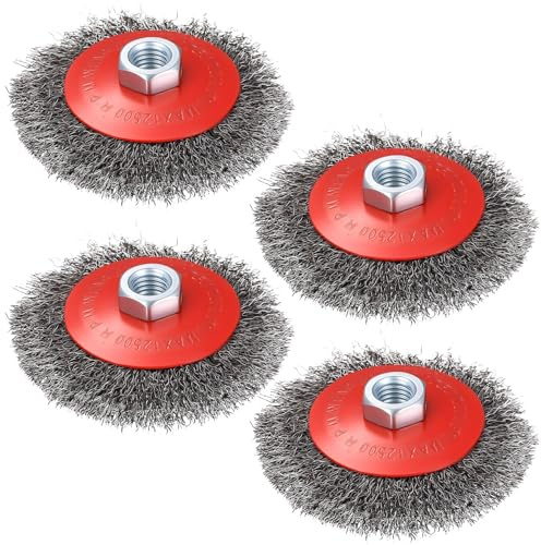 Peygre 4 Pcs Angle Grinder Wire Brush, 100mm, M14 Mount | Cup Wire Brush Set, Wire Wheel, for Rust Removal, Grinding and Cleaning
