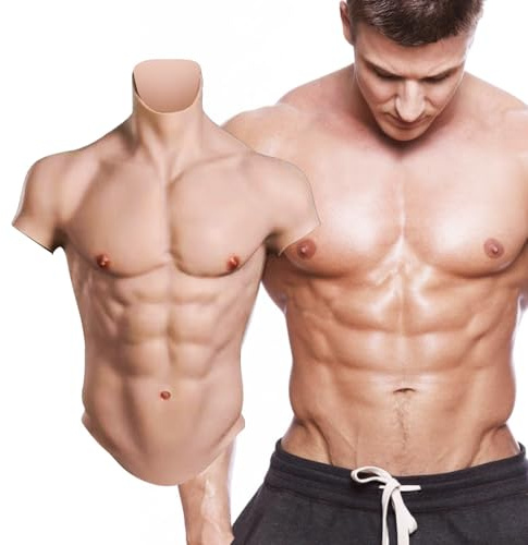 YAPOKCDS Silicone Muscle Suit Male Chest Fake Muscle Belly Realistic Mens Silicone Chest Male For Cosplay