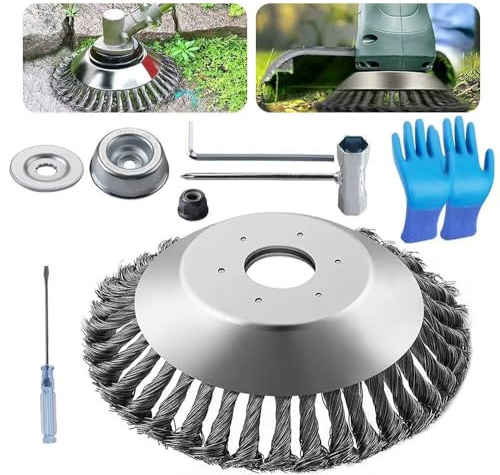 Brosse anti-mauvaises herbes professionnelle pour débroussailleuse avec alésage de 25,4 mm, brosse à herbes sauvages pour débroussailleuse, brosse métallique pour débroussailleuse, accessoires