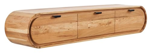 Riess Ambiente Hängendes TV-Board Organic - 160cm - Natur Akazienholz massiv Handmade mit Schubladen Sideboard
