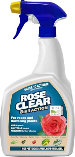 RoseClear 3-in-1 Ready to Use Rose Care Spray for Outdoor and Home Gardens, Suitable for Roses in Pots, Borders and Flower Beds, Easy Spray Application, 800ml