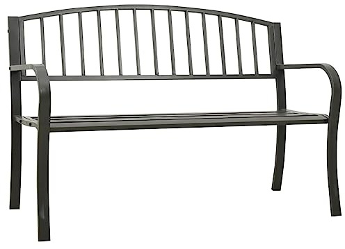 Mhdvray Gartenbank Grau 120 cm Pulverbeschichteter Stahl Modernes Design Robust und Langlebig für Balkon Terrasse Eingangsbereich