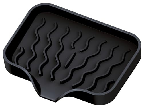 Silicone Soap Dish, Waterfall Drain Holder, Self Draining Tray Bathroom Use