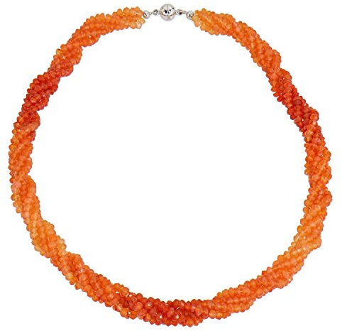 Harry Ivens Damen Collier aus echtem 925 Silber mit Karneol orange und Magnetschließe