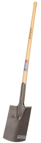 IDEAL-Bauspaten Gärtner Form | für mittelfeste, leicht steinige Böden | gestrahlter Doppelfederspaten, selbstschärfend, mit Tritt, Eschen-Knopfstiel 100 cm