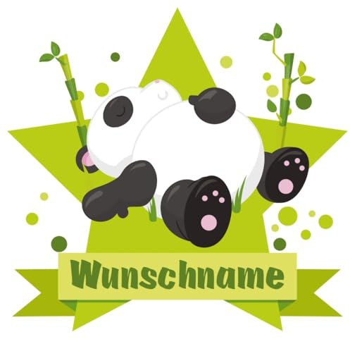 Samunshi® Schlafender Panda Bär Wandtattoo Türschild mit Name personalisierbar Kinderzimmer Türaufkleber Baby Wandaufkleber - 50x43cm mehrfarbig