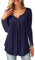 BeLuring Tunic Tops Women Long Sleeve T-Shirt Blouse with Button, 12/14/2020, A - Navy Blue