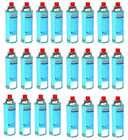 Universal Butangaskartuschen Gaskartuschen für Campingkocher und Unkrautvernichter, Camping Butan Gas, Gaskocher, Gasherd (9,90EUR/KG), Menge Butangas:24 Stück (9.90EUR/KG)